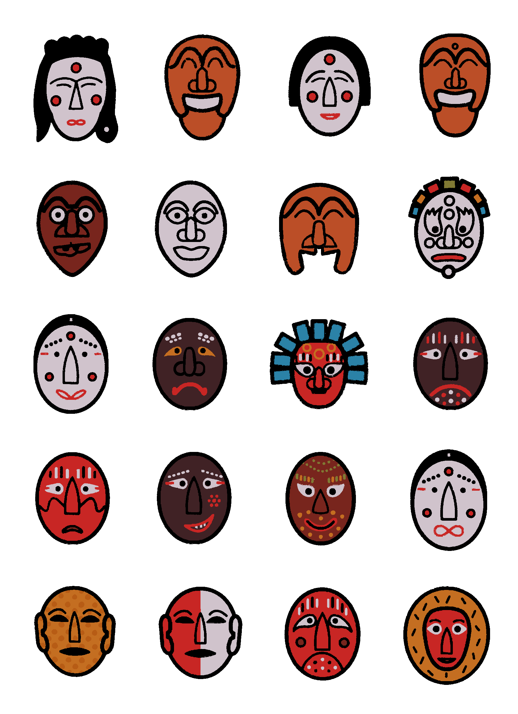 korean mask stickers from the folk museum in seoul